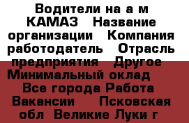 Водители на а/м КАМАЗ › Название организации ­ Компания-работодатель › Отрасль предприятия ­ Другое › Минимальный оклад ­ 1 - Все города Работа » Вакансии   . Псковская обл.,Великие Луки г.